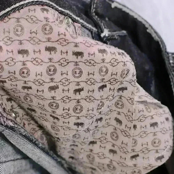 Earl Jean blue Size 7 x 32 grey fleur de lis embroirded, embellished jeans - Picture 10 of 11